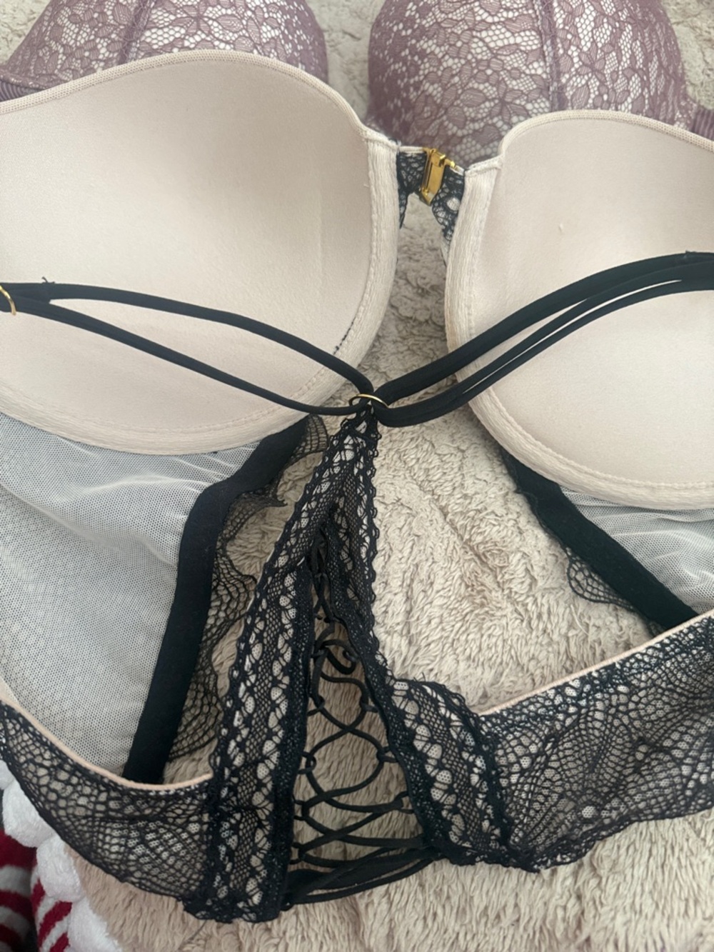NWOT Black Lace Victoria's Secret Very Sexy Padded Push Up 2 Bras Size 38B - Picture 6 of 9